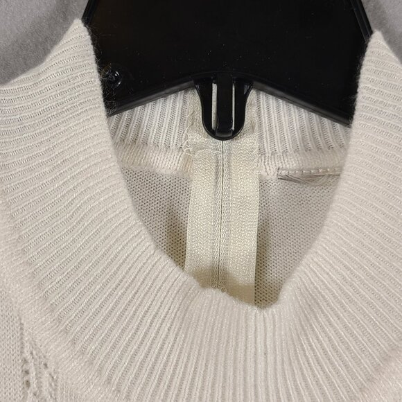 Vtg Koret White Mock Neck Pullover Sweater Short Sleeve Zip Back Size Medium? - Picture 3 of 6